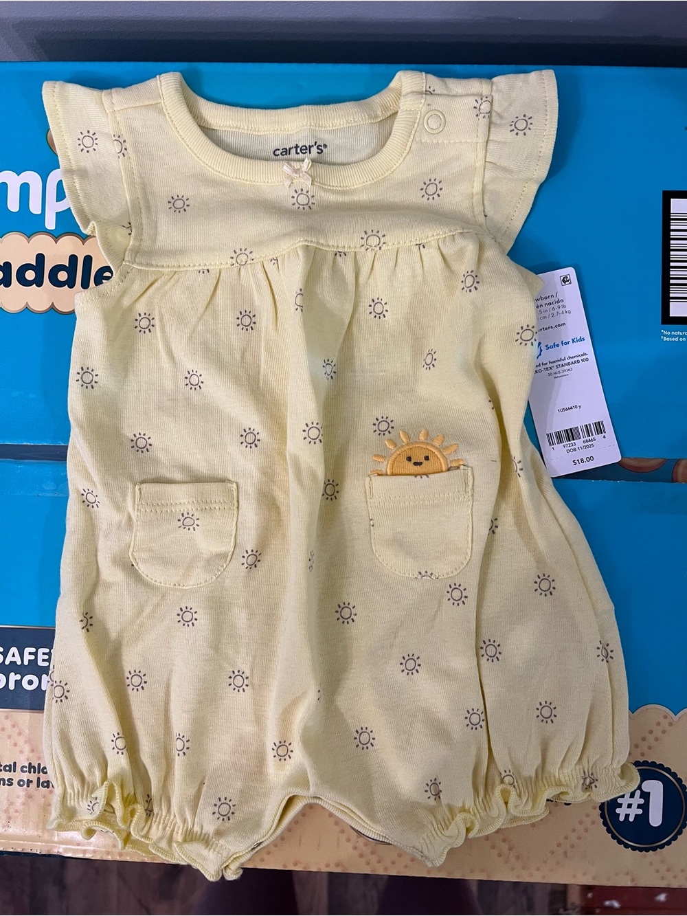 Carter's Yellow Sun Print Baby Romper